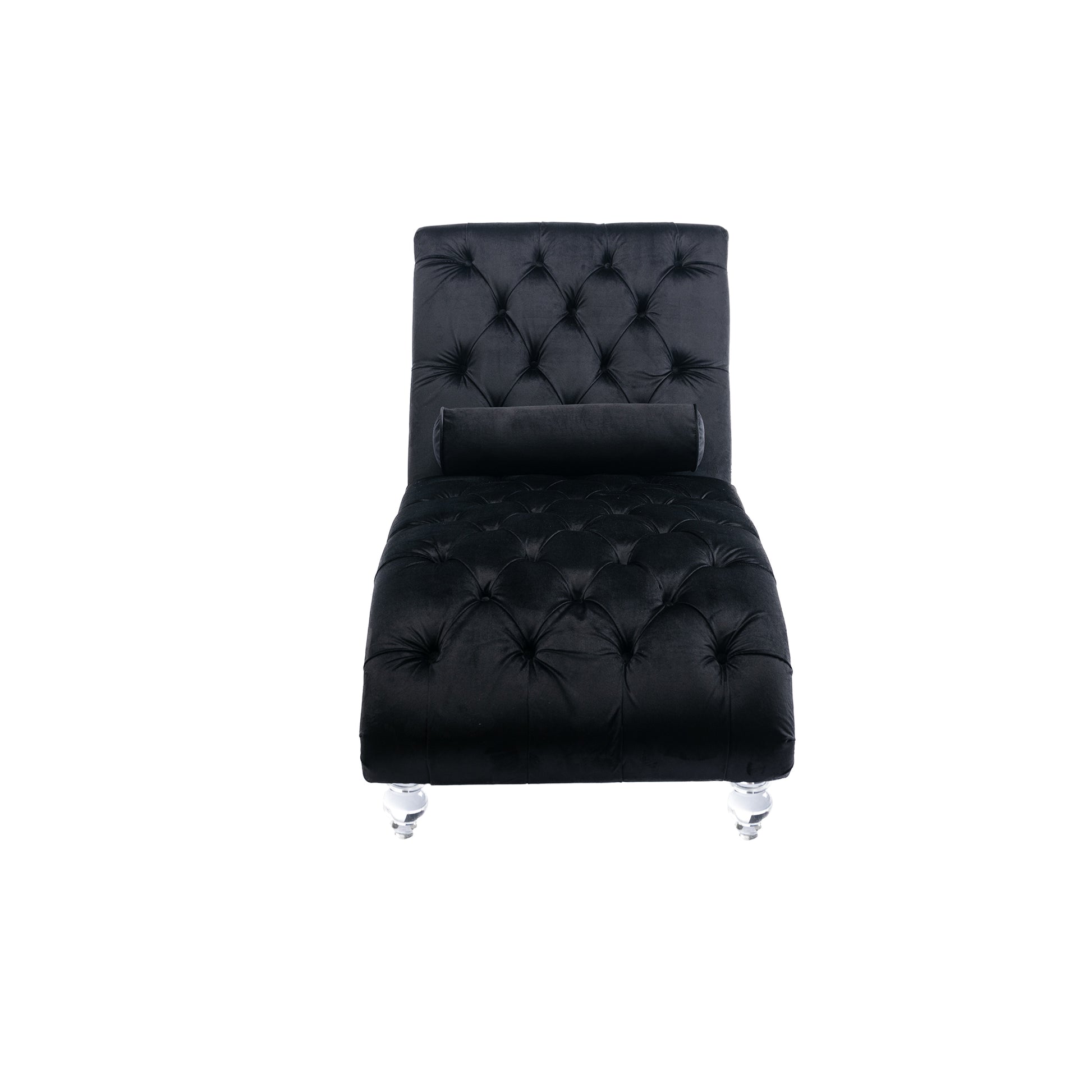 Coomoreleisure Concubine Sofa With Acrylic Feet Black Velvet