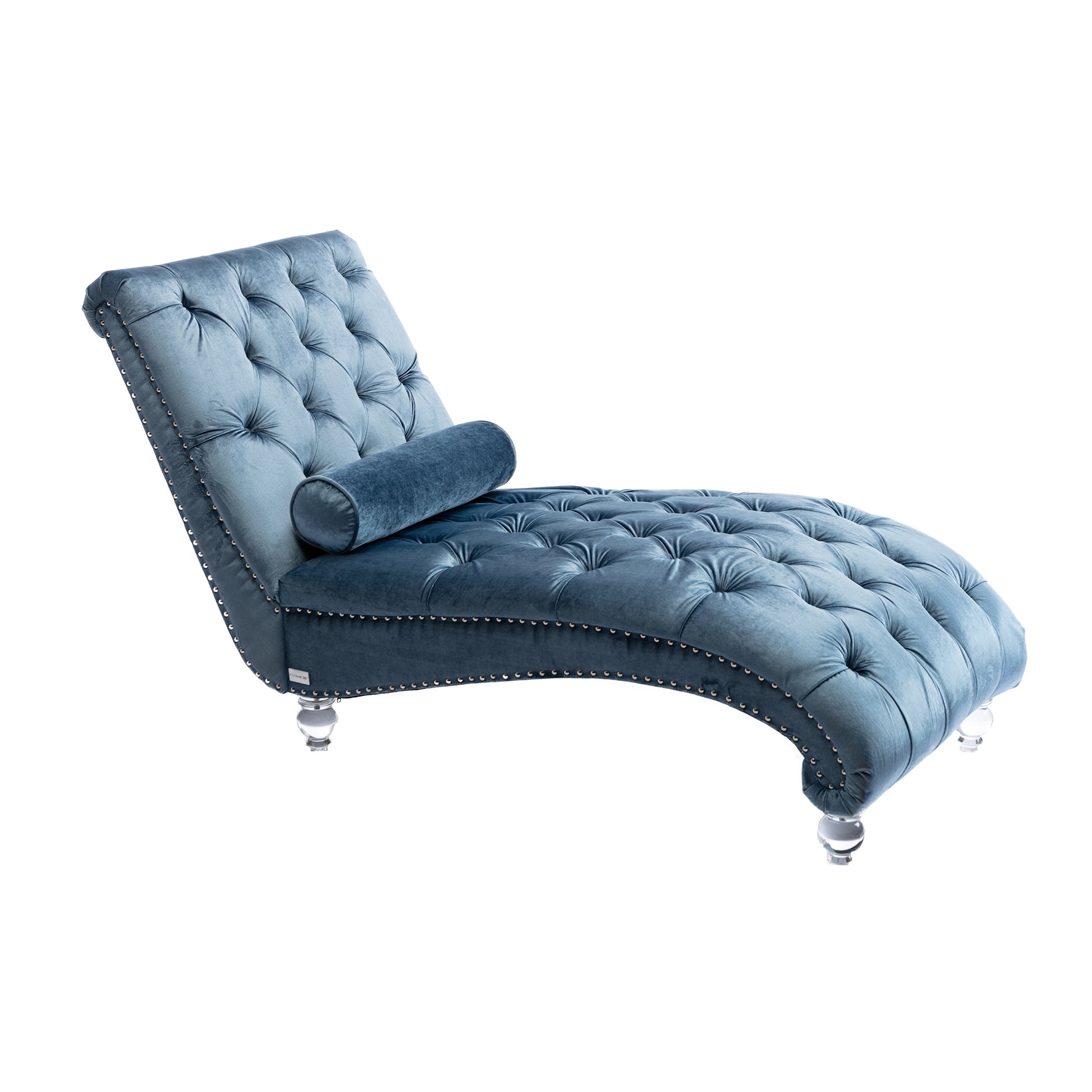 Coomoreleisure Concubine Sofa With Acrylic Feet Light Blue Velvet