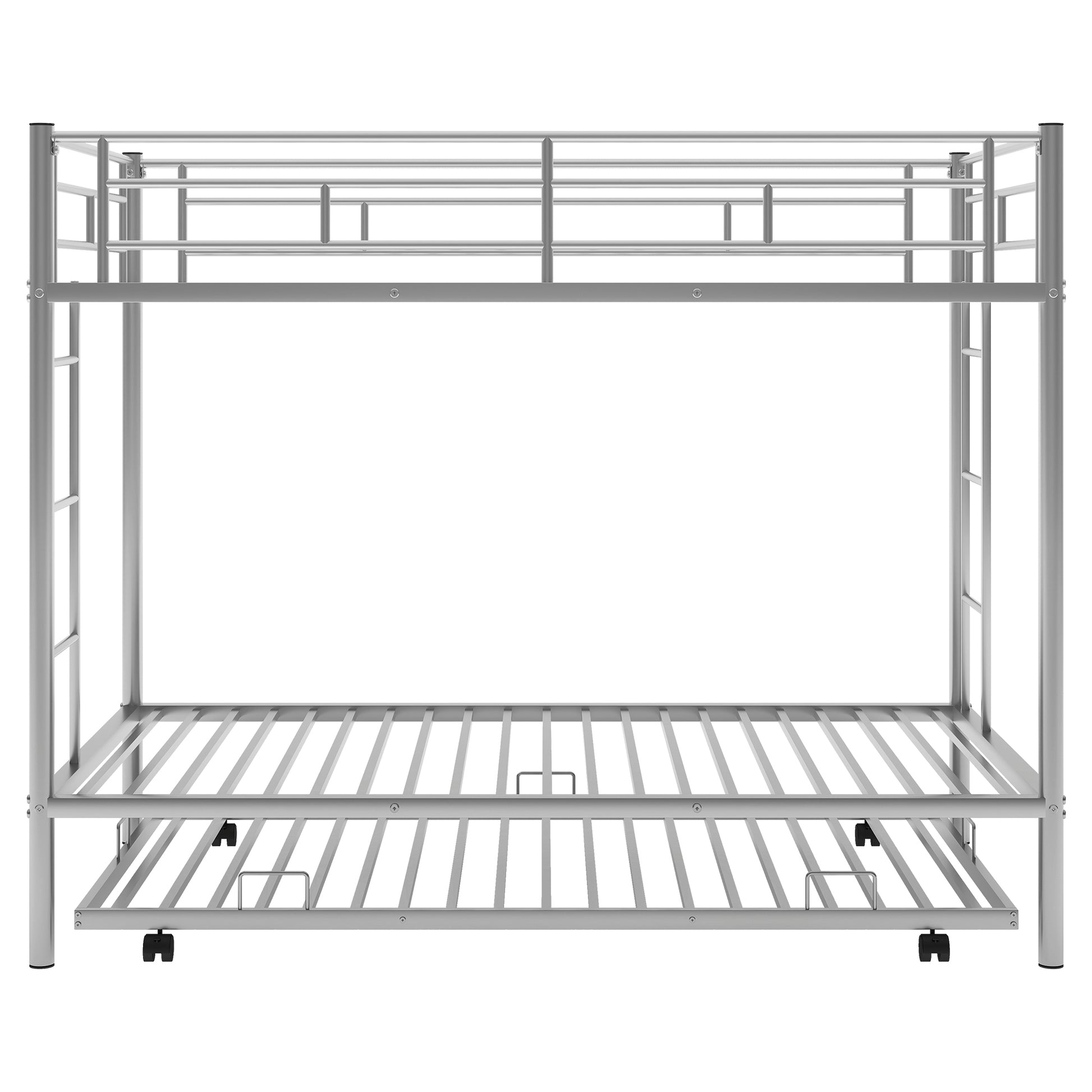 Twin Over Twin Bunk Bed With Trundle, Silver Old Sku:Mf192387Aan Silver Metal