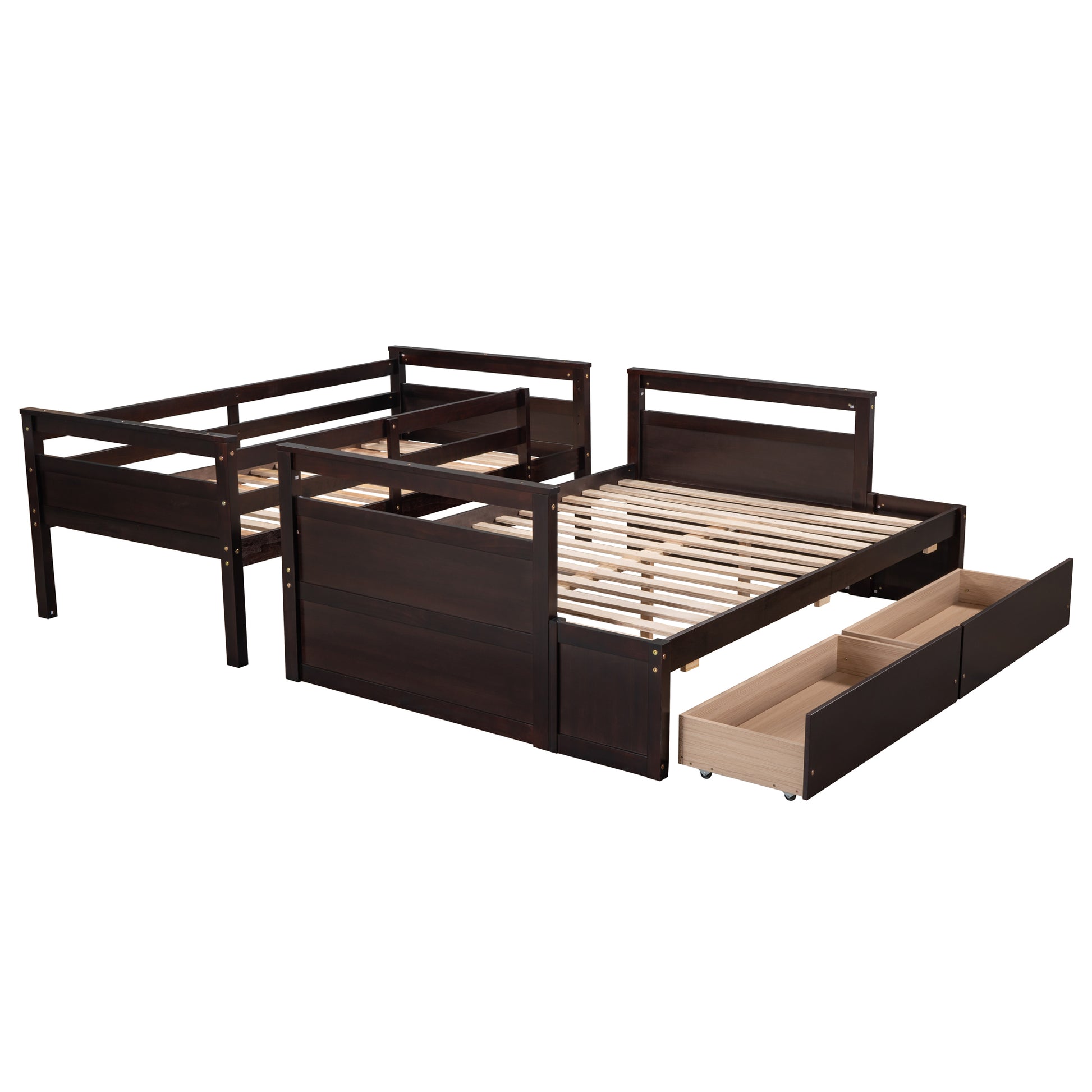 Twin Over Full Bunk Bed With Storage Espresso Old Sku :Lp000022Aap Twin Espresso Solid Wood