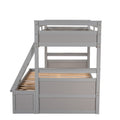 Twin Over Full Bunk Bed With Storage Gray Old Sku :Lp000022Aae Twin Gray Solid Wood