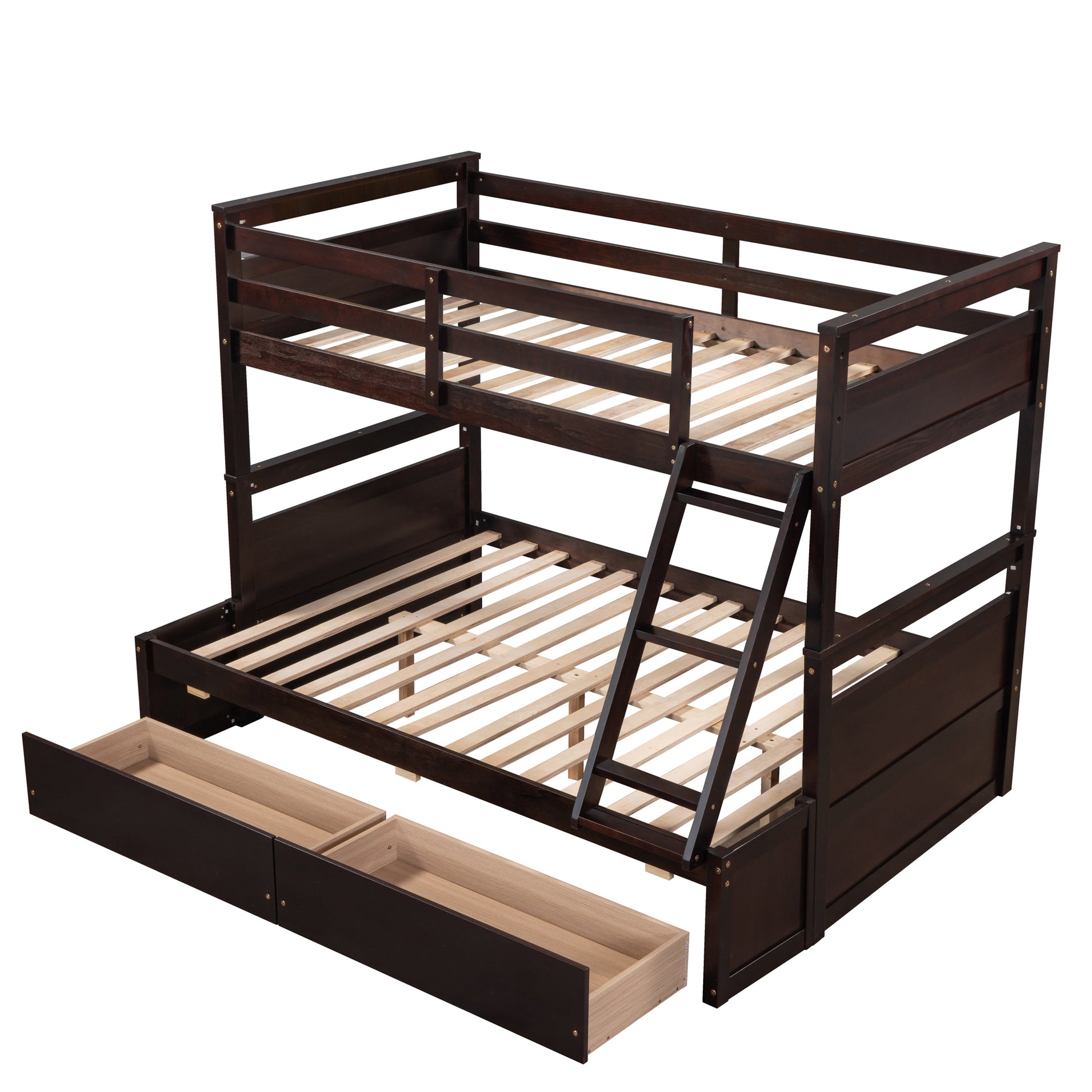 Twin Over Full Bunk Bed With Storage Espresso Old Sku :Lp000022Aap Twin Espresso Solid Wood