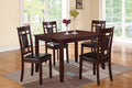 Modern Contemporary 5Pc Dining Set Espresso Finish Unique Eyelet Back 4X Chairs Cushion Seats Brown Wood Dining Room Rubberwood Rectangular Dining Table With Chair Wood Wood Brown Seats 4 48 Inches Contemporary,Modern 4 Leg Solid Wood