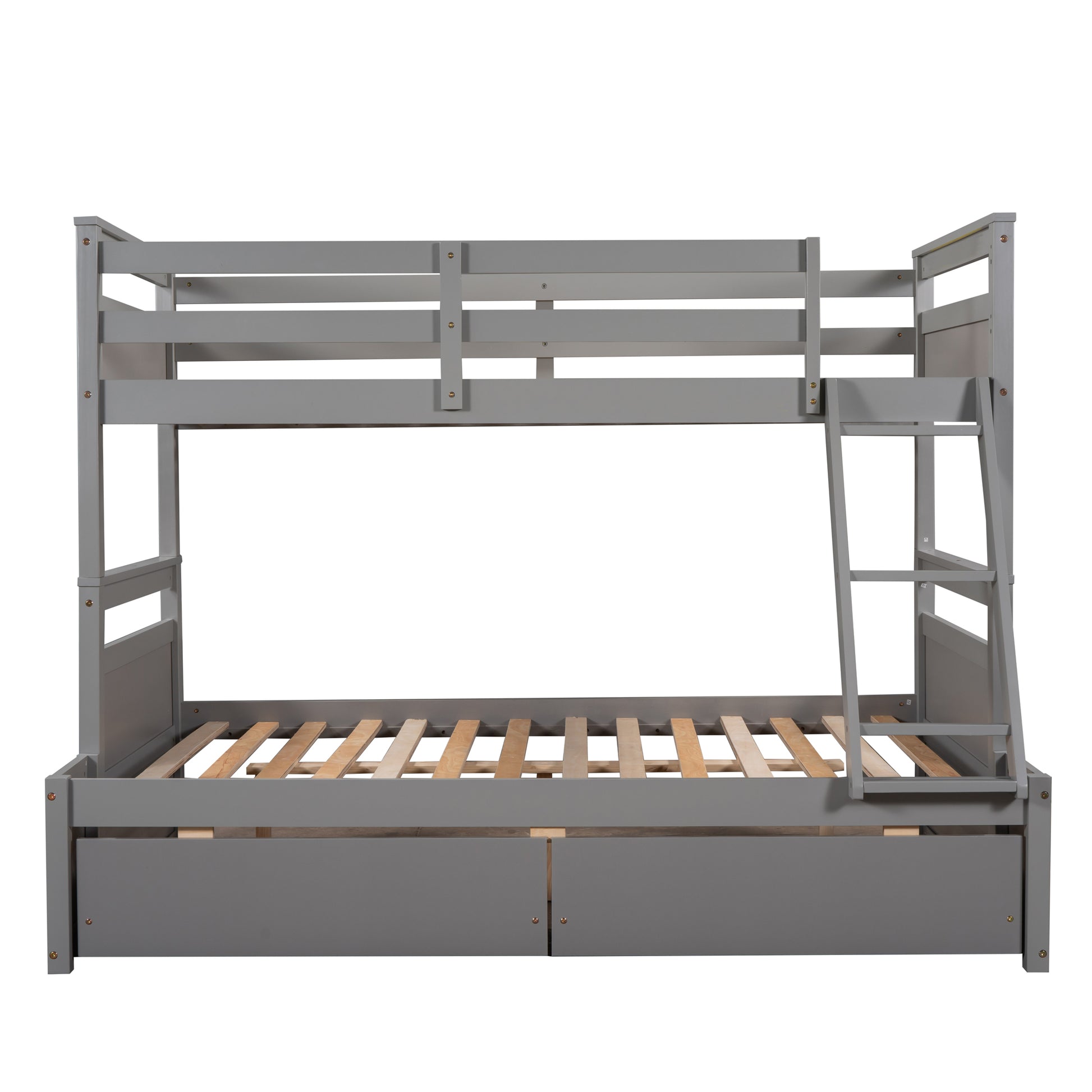 Twin Over Full Bunk Bed With Storage Gray Old Sku :Lp000022Aae Twin Gray Solid Wood
