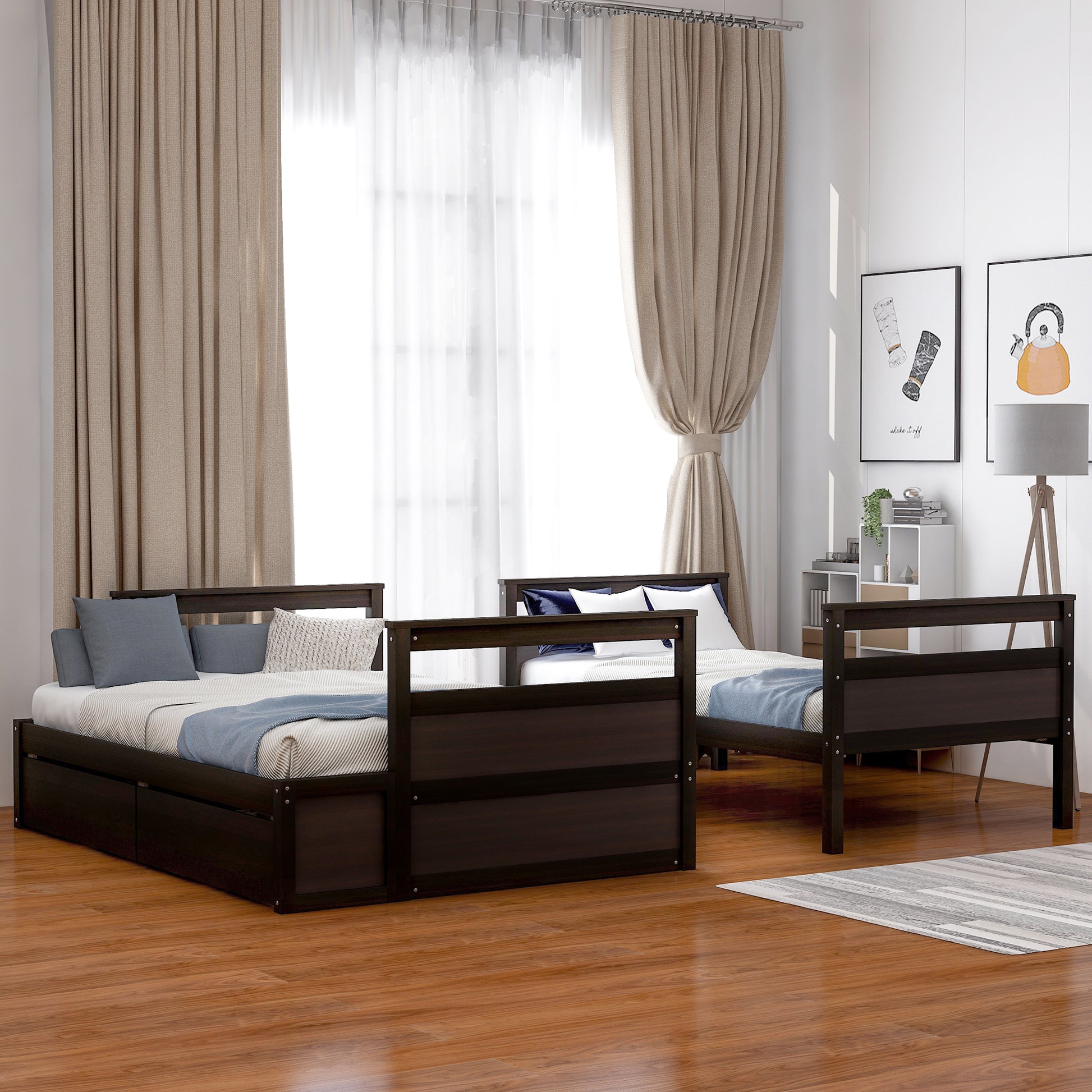 Twin Over Full Bunk Bed With Storage Espresso Old Sku :Lp000022Aap Twin Espresso Solid Wood