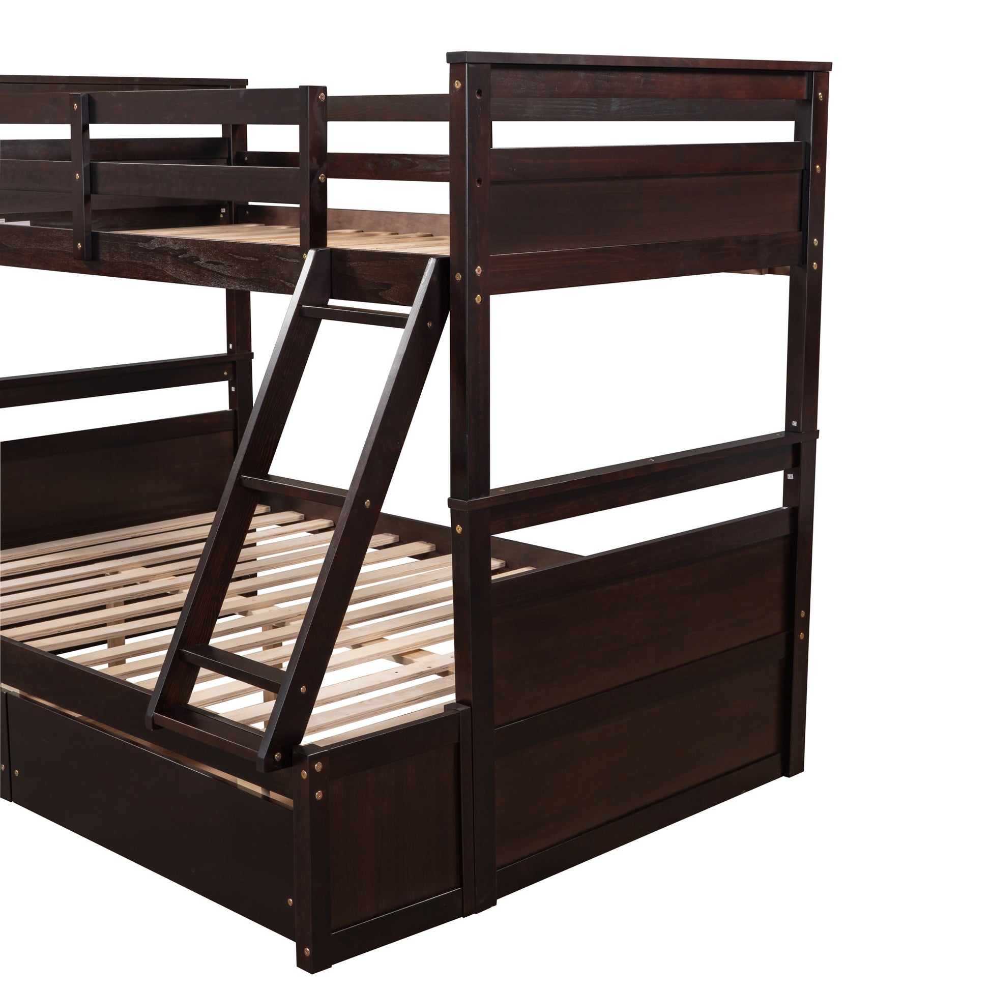 Twin Over Full Bunk Bed With Storage Espresso Old Sku :Lp000022Aap Twin Espresso Solid Wood