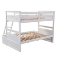 Twin Over Full Bunk Bed With Storage White Old Sku :Lp000022Aak Twin White Solid Wood
