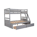 Twin Over Full Bunk Bed With Storage Gray Old Sku :Lp000022Aae Twin Gray Solid Wood