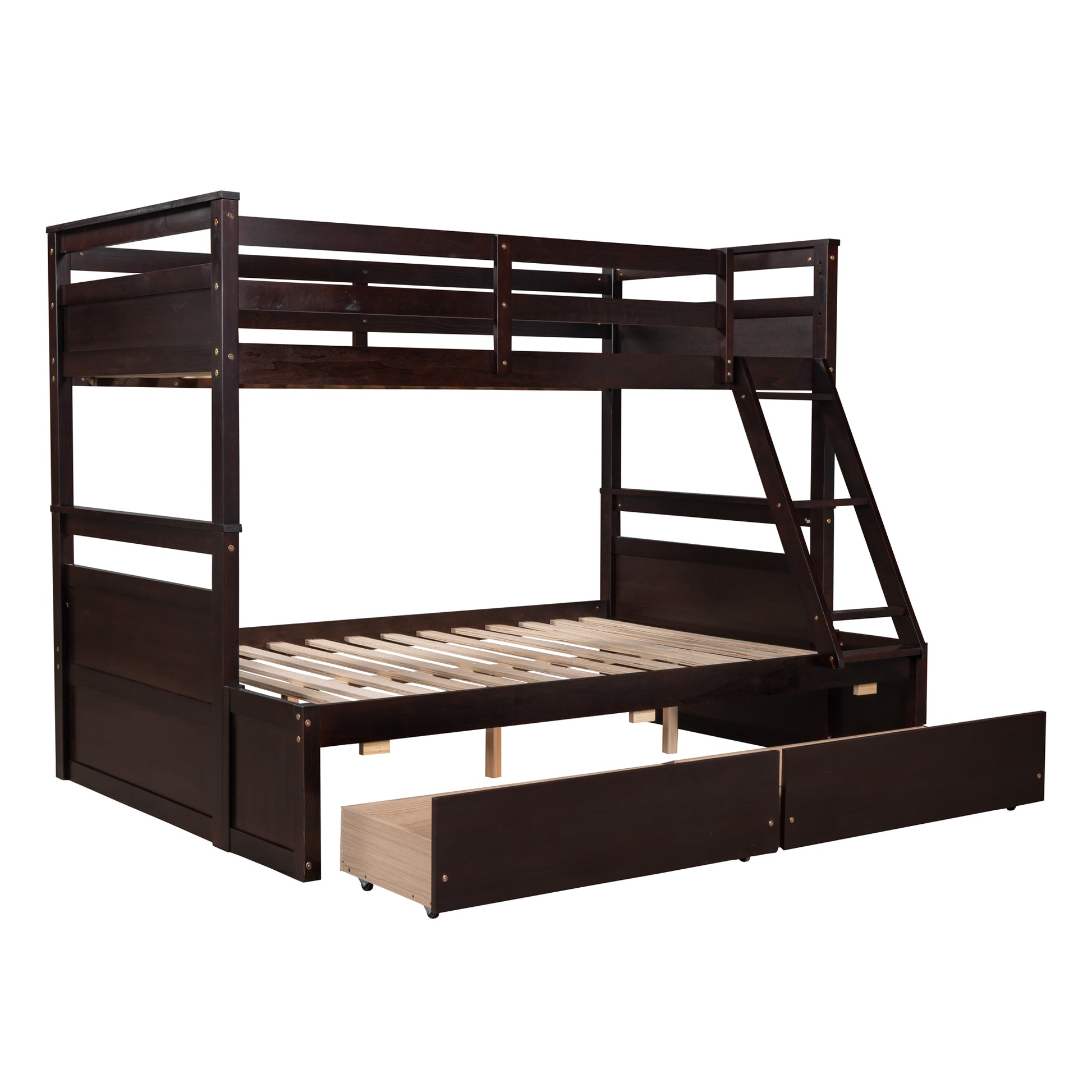 Twin Over Full Bunk Bed With Storage Espresso Old Sku :Lp000022Aap Twin Espresso Solid Wood