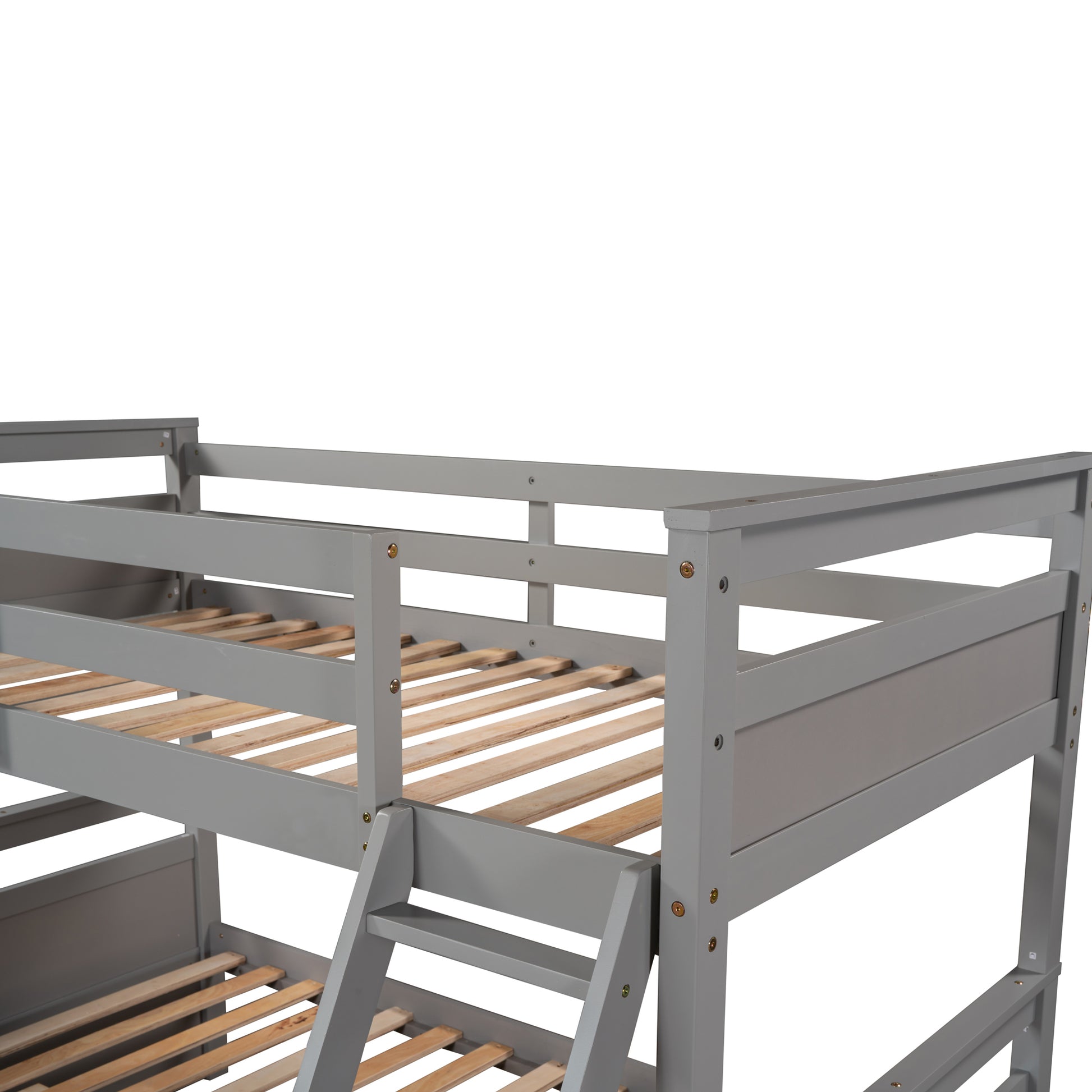 Twin Over Full Bunk Bed With Storage Gray Old Sku :Lp000022Aae Twin Gray Solid Wood