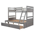 Twin Over Full Bunk Bed With Storage Gray Old Sku :Lp000022Aae Twin Gray Solid Wood