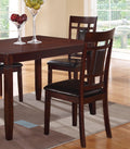 Modern Contemporary 5Pc Dining Set Espresso Finish Unique Eyelet Back 4X Chairs Cushion Seats Brown Wood Dining Room Rubberwood Rectangular Dining Table With Chair Wood Wood Brown Seats 4 48 Inches Contemporary,Modern 4 Leg Solid Wood
