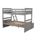 Twin Over Full Bunk Bed With Storage Gray Old Sku :Lp000022Aae Twin Gray Solid Wood