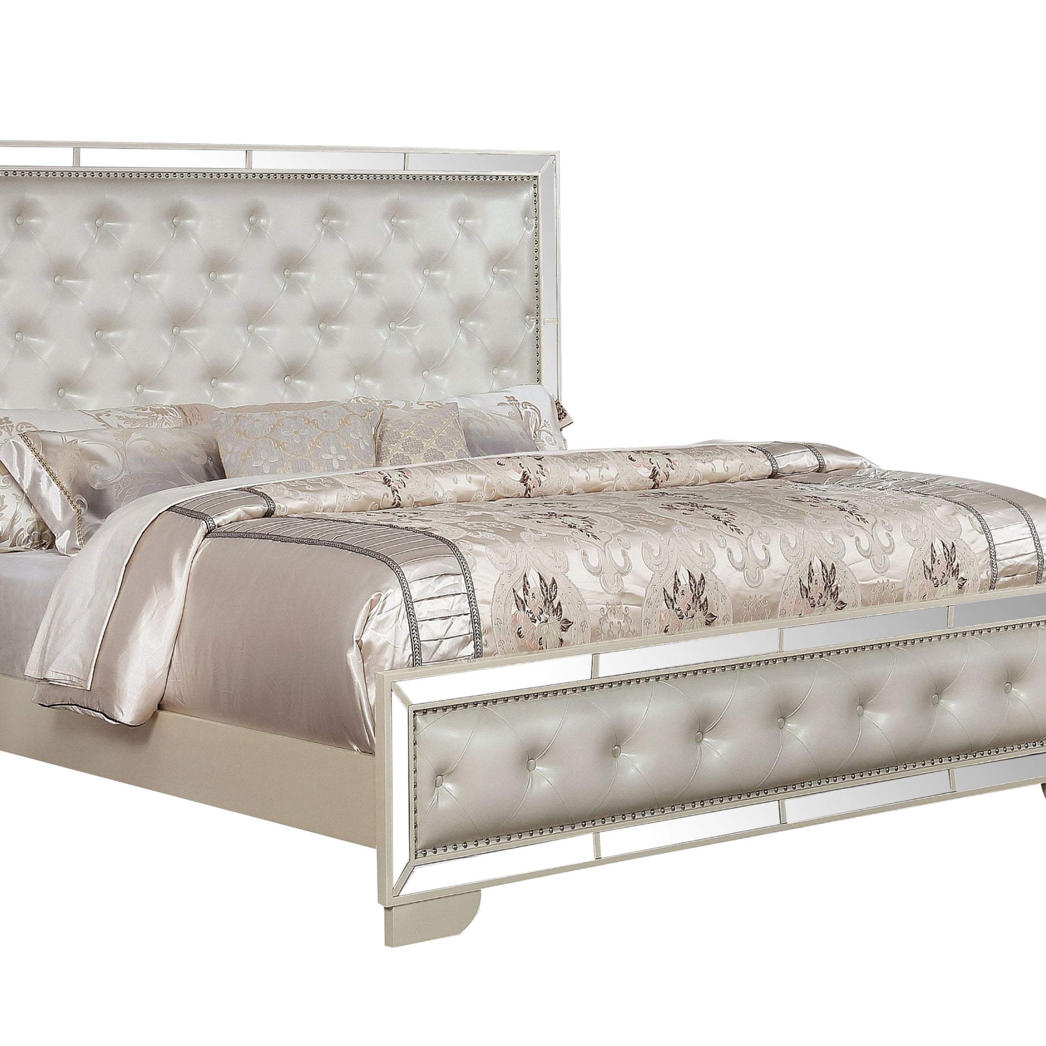 Madison King Size Upholstery Bed Made With Wood In Beige Color Box Spring Not Required King Beige Wood Bedroom Contemporary,Modern Solid Wood Mdf Wood