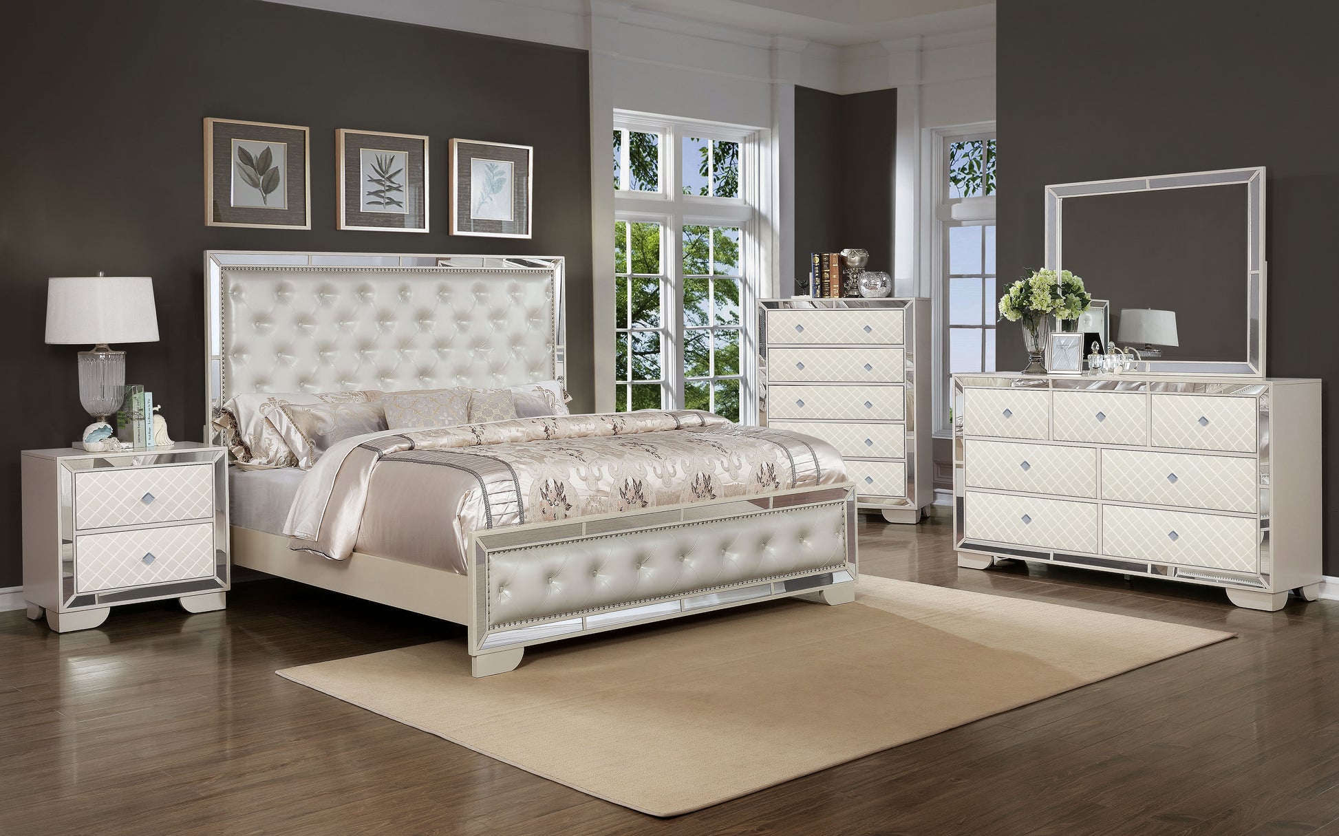 Madison Upholstery Dresser Made With Wood In Beige Color Beige Drawer 5 Drawers & Above Bedroom Contemporary,Modern Solid Wood Mdf Wood