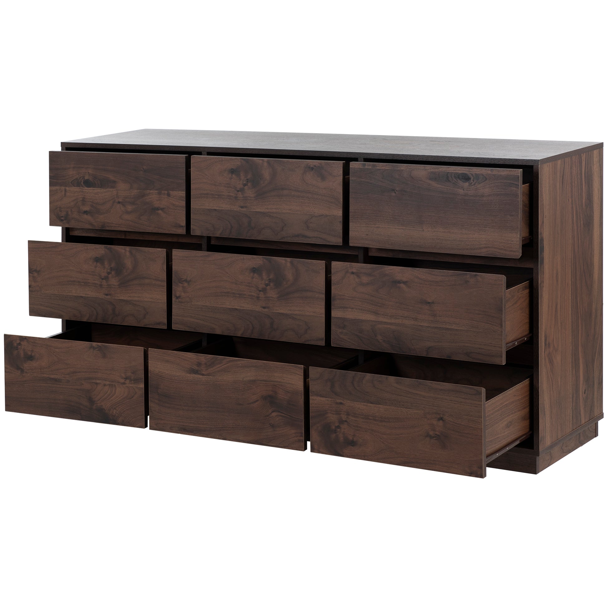 Mid Century Modern 9 Drawers Dresser,Dark Brown Dark Brown Mdf