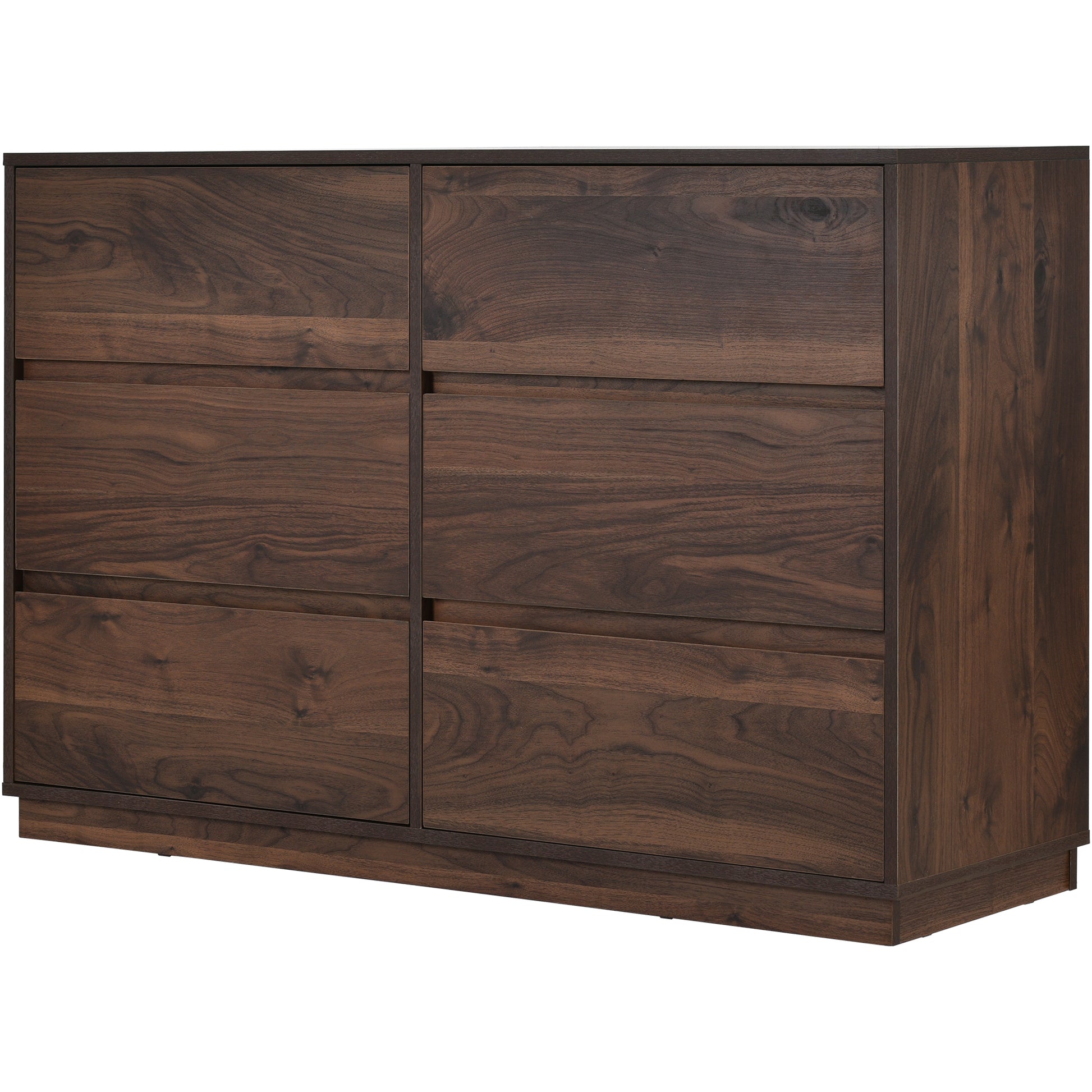 Mid Century Modern 6 Drawers Dresser, Dark Brown Dark Brown Mdf