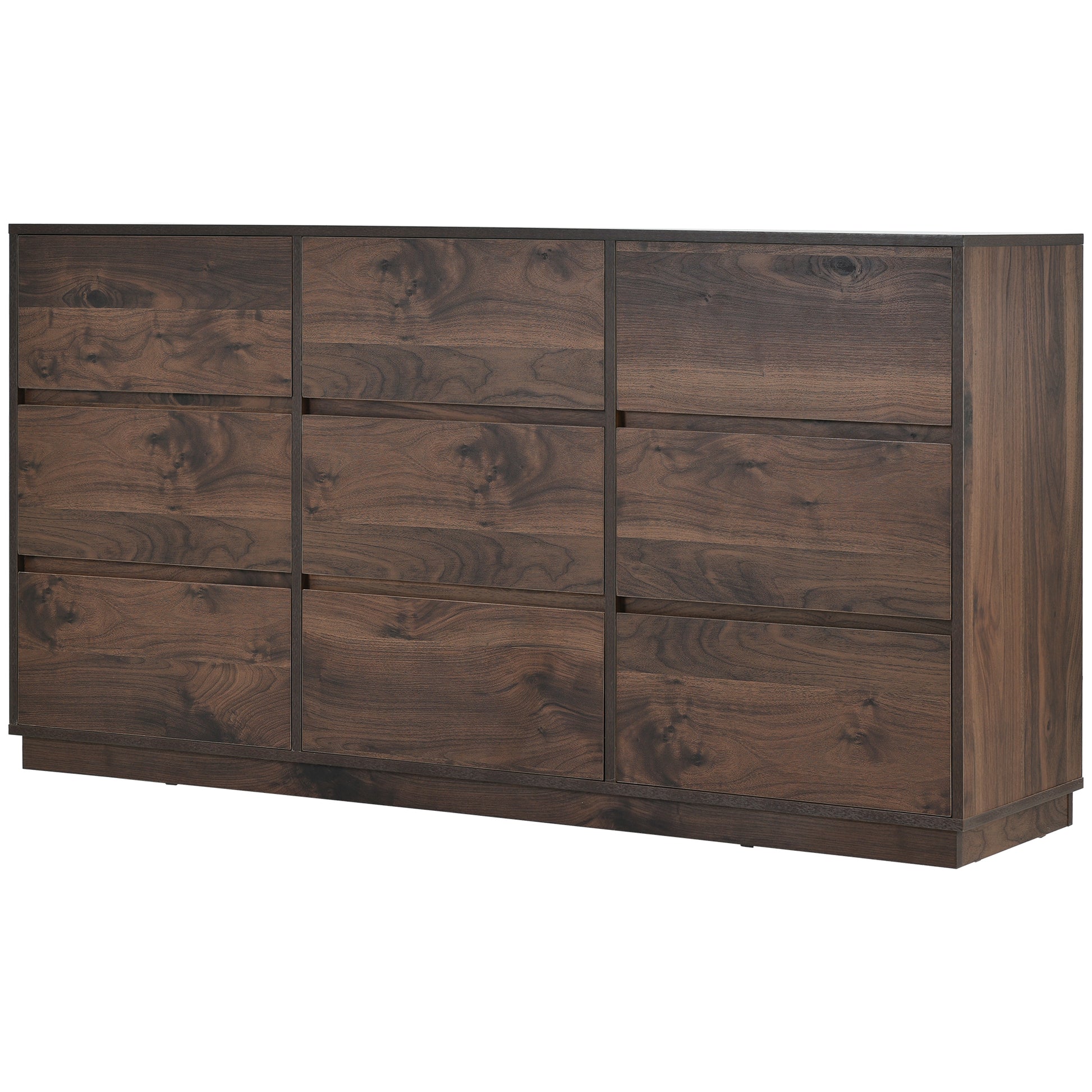 Mid Century Modern 9 Drawers Dresser,Dark Brown Dark Brown Mdf