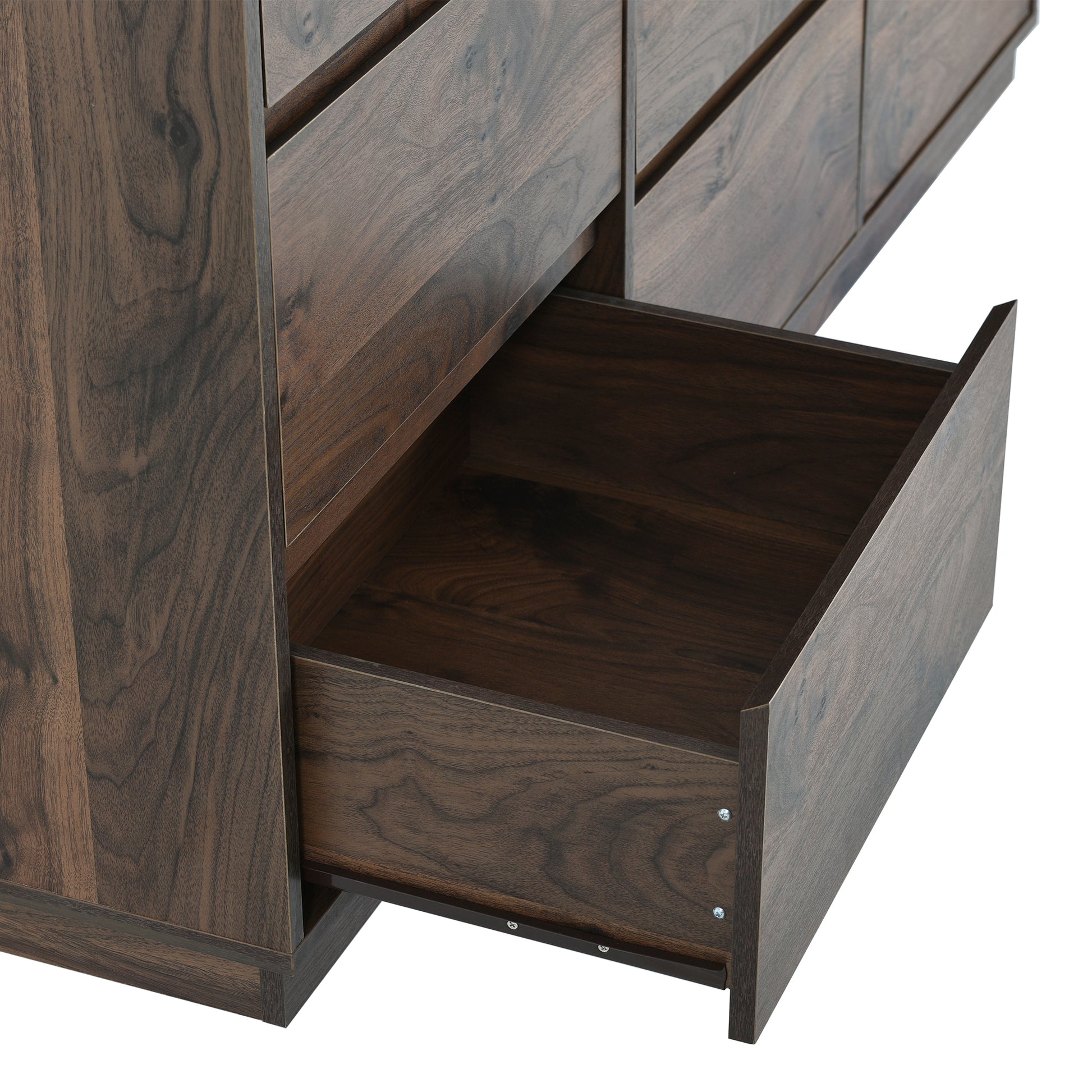Mid Century Modern 9 Drawers Dresser,Dark Brown Dark Brown Mdf