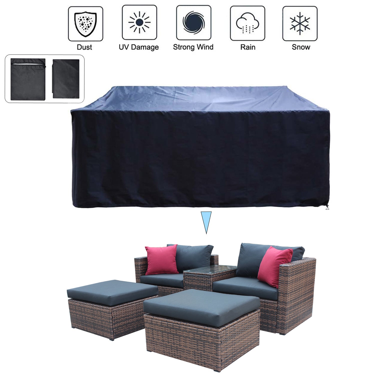 10 Pieces Outdoor Patio Garden Brown Wicker Sectional Conversation Sofa Set With Black Cushions And Red Pillows,W Furniture Protection Cover Yes Brown Seats 8 Mildew Resistant Frame Garden & Outdoor American Design Sectional Seating Groups Wicker Metal