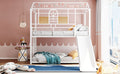 Twin Over Twin Metal Bunk Bed ,Metal Housebed With Slide,Three Colors Available. White With White Slide Old Sku :Lp000095Aak Twin White Metal