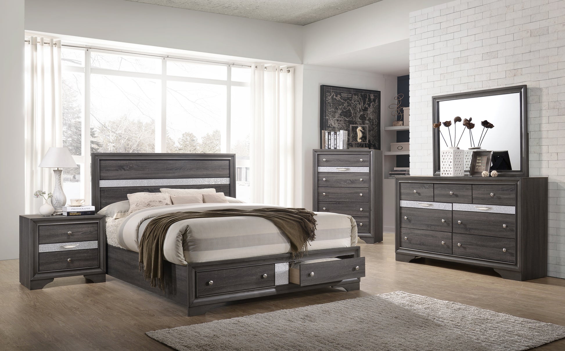 Traditional 7 Drawer Dresser Made With Wood In Gray Grey Gray Drawer 5 Drawers & Above Bedroom Dovetail Joints Traditional Solid Wood Mdf Wood