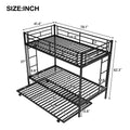 Twin Over Twin Bunk Bed With Trundle, Black Old Sku:Mf192387Aab Black Metal