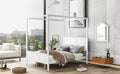 Queen Size Canopy Platform Bed With Headboard And Footboard,Slat Support Leg,White Box Spring Not Required Queen White Wood Canopy Pine