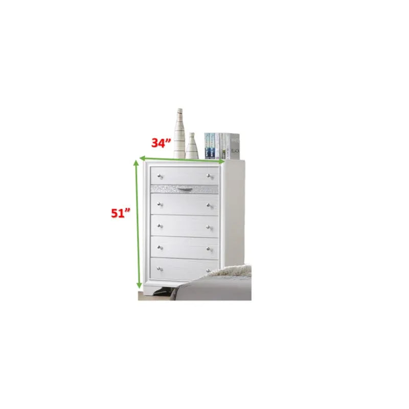 Matrix Traditional Style King 5Pc Storage Bedroom Set Made With Wood In White Box Spring Not Required King White Wood 5 Piece Set Bedroom Bed Included,Chest Included,Dresser Included,Mirror Included,Nightstand Included Traditional Solid Wood Mdf Tufted