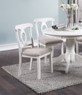 Classic Design Dining Room 5Pc Set Round Table 4X Side Chairs Cushion Fabric Upholstery Seat Rubberwood Furniture Wood White White Wood Dining Room Classic,Contemporary,Modern Rubberwood Pedestal Dining Table With Chair Mdf
