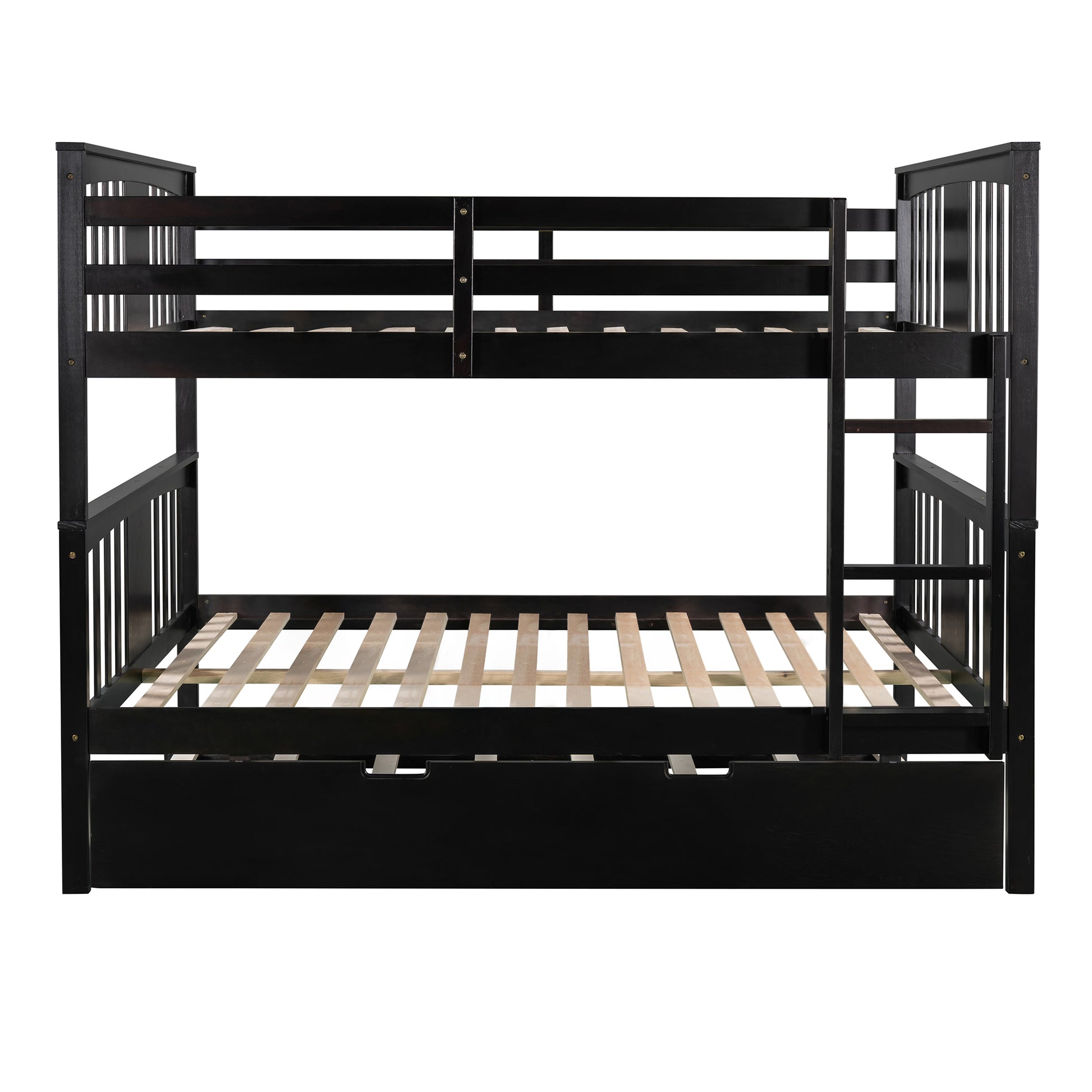 Full Over Full Bunk Bed With Twin Size Trundle And Ladder White Old Sku: Lp000204Aap Espresso Solid Wood