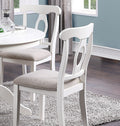 Classic Design Dining Room 5Pc Set Round Table 4X Side Chairs Cushion Fabric Upholstery Seat Rubberwood Furniture Wood White White Wood Dining Room Classic,Contemporary,Modern Rubberwood Pedestal Dining Table With Chair Mdf