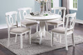 Classic Design Dining Room 5Pc Set Round Table 4X Side Chairs Cushion Fabric Upholstery Seat Rubberwood Furniture Wood White White Wood Dining Room Classic,Contemporary,Modern Rubberwood Pedestal Dining Table With Chair Mdf