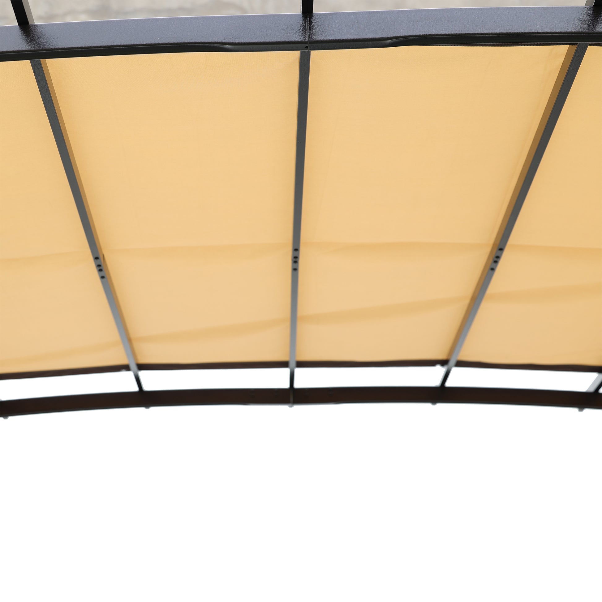 12 X 9 Ft Outdoor Pergola Patio Gazebo,Retractable Shade Canopy,Steel Frame Grape Gazebo,Sunshelter Pergola For Gardens,Terraces,Backyard Same As W419S00041 Beige Brown Steel