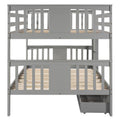 Full Over Full Bunk Bed With Drawers And Ladder For Bedroom, Guest Room Furniture Gray Old Sku :Lp000205Aae Gray Solid Wood