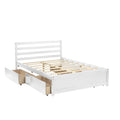 Full Size Wood Platform Bed Frame With 4 Storage Drawers And Headboard Of White Color For All Ages White Solid Wood