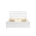Full Size Wood Platform Bed Frame With 4 Storage Drawers And Headboard Of White Color For All Ages White Solid Wood