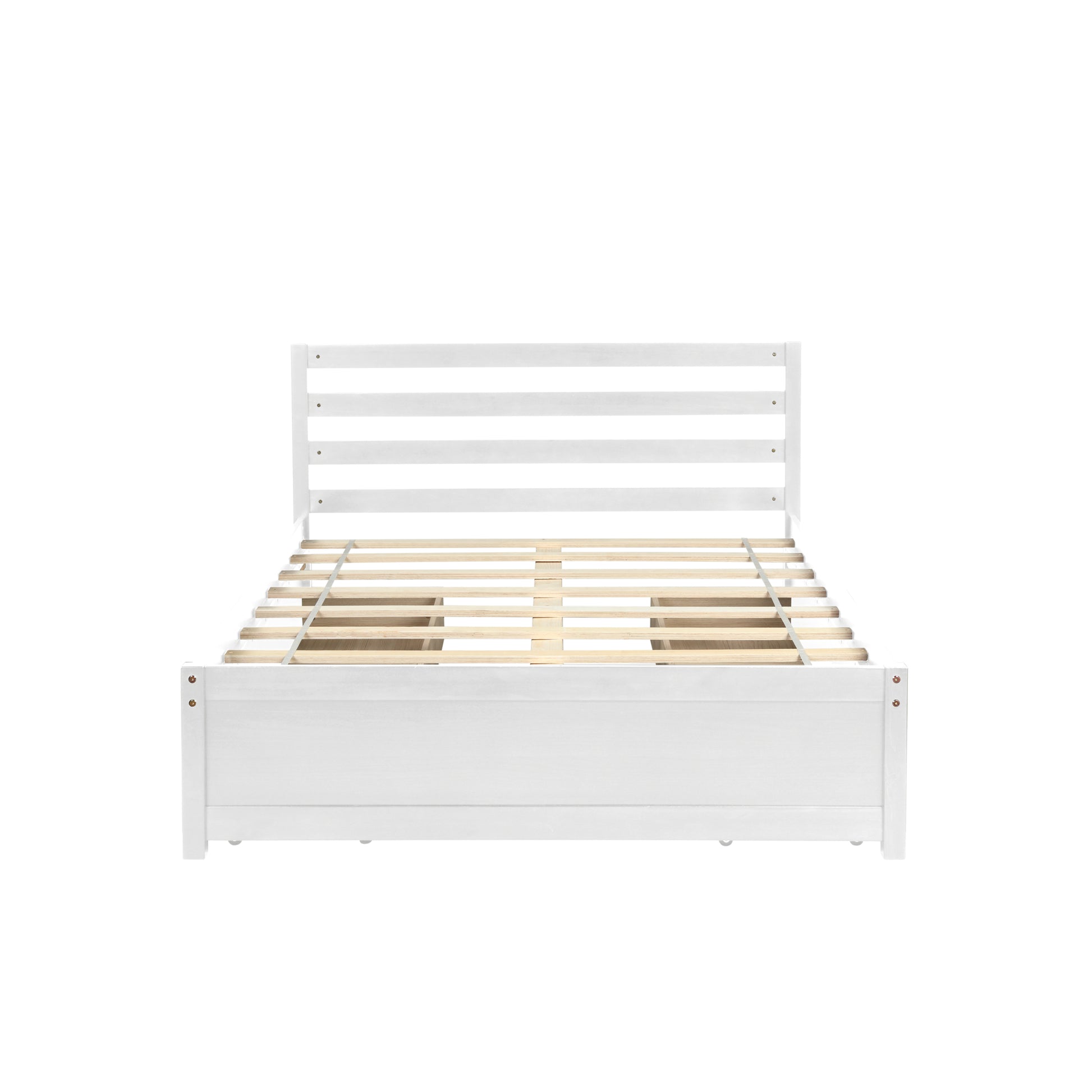 Full Size Wood Platform Bed Frame With 4 Storage Drawers And Headboard Of White Color For All Ages White Solid Wood