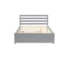Full Size Wood Platform Bed Frame With Headboard And Twin Trundle For Grey Color Gray Solid Wood