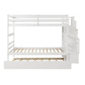 Twin Over Twin Bunk Beds With Twin Trundle And Stairway Storage Function In White Color White Pine