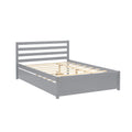 Full Size Wood Platform Bed Frame With Headboard And Twin Trundle For Grey Color Gray Solid Wood