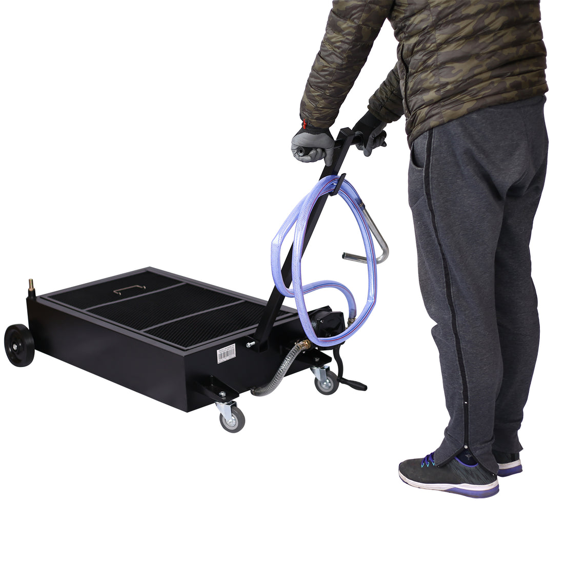 25 Gallon Low Profile Oil Drain With Pump Black Steel