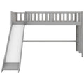 Twin Size Low Loft Bed With Ladder And Slide, Gray Old Sku:Wf196418Aae Gray Pine