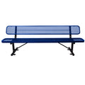 8 Ft. Outdoor Steel Bench With Backrest Blue Blue Carbon Steel