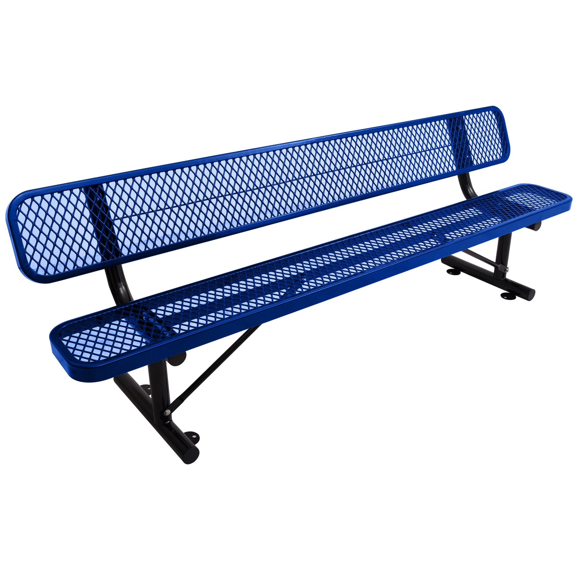8 Ft. Outdoor Steel Bench With Backrest Blue Blue Carbon Steel
