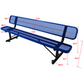 8 Ft. Outdoor Steel Bench With Backrest Blue Blue Carbon Steel