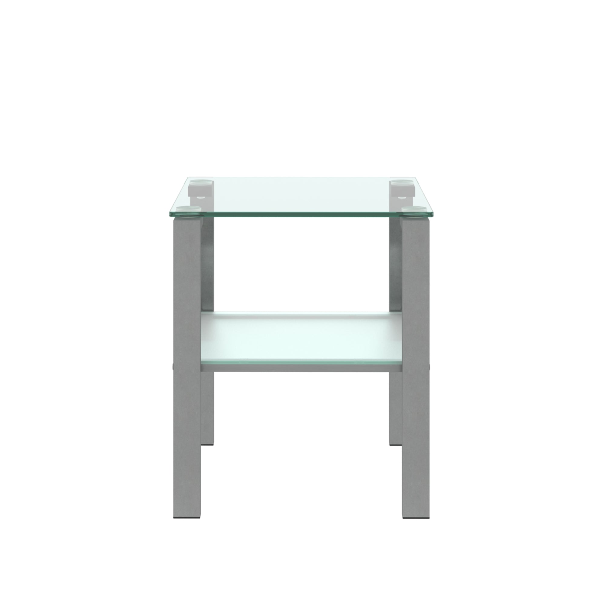 Glass Two Layer Tea Table, Small Round Table, Bedroom Corner Table, Living Room Grey Side Table Gray Glass