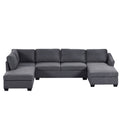 Ustyle Modern Large U Shape Sectional Sofa, Double Extra Wide Chaise Lounge Couch, Grey Gray Polyester