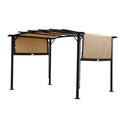 12 X 9 Ft Outdoor Pergola Patio Gazebo,Retractable Shade Canopy,Steel Frame Grape Gazebo,Sunshelter Pergola For Gardens,Terraces,Backyard Same As W419S00041 Beige Brown Steel