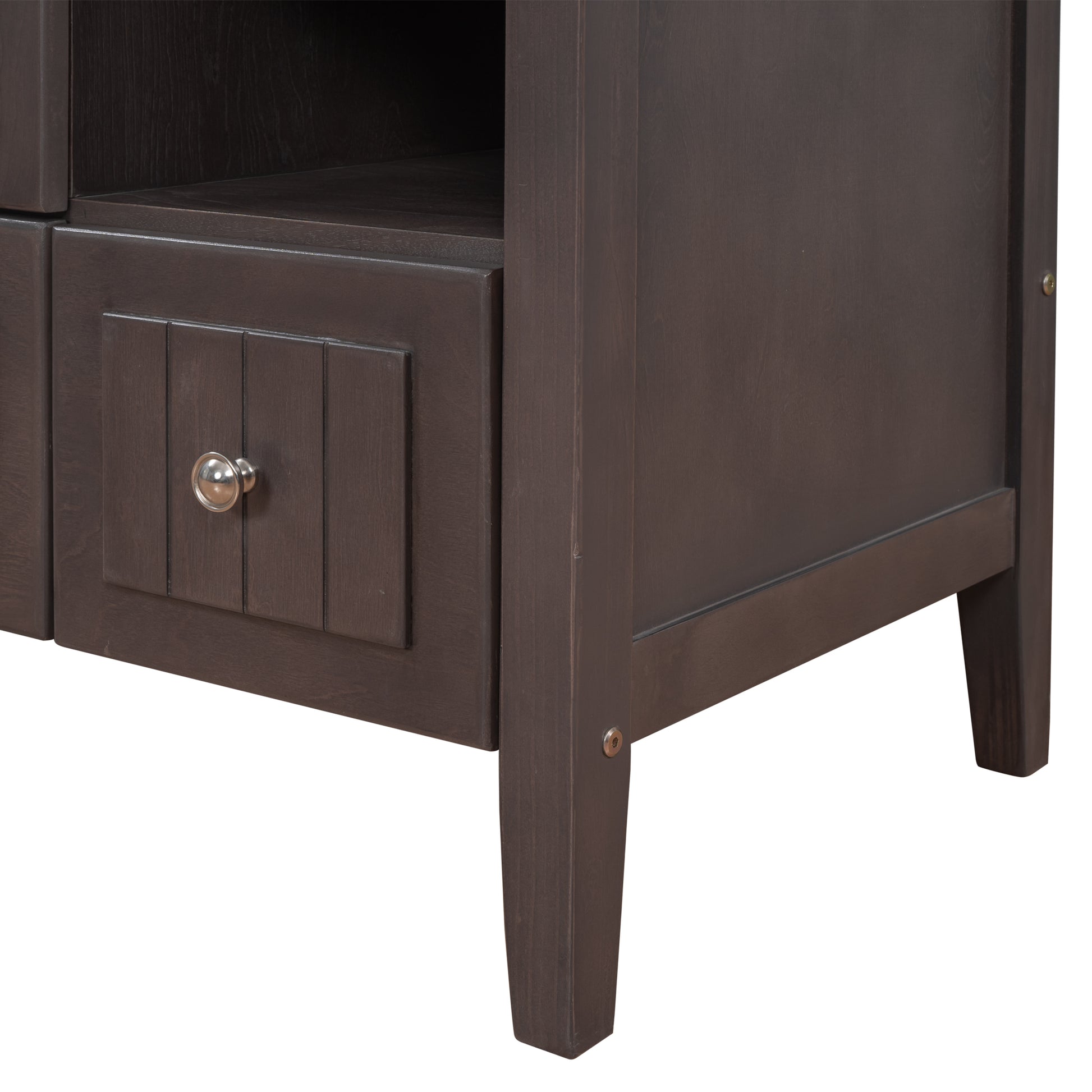 Video 36" Bathroom Vanity With Ceramic Basin, Bathroom Storage Cabinet With Two Doors And Drawers, Solid Frame, Metal Handles, Brown Old Sku: Jl000003Aad 1 Brown Solid Wood